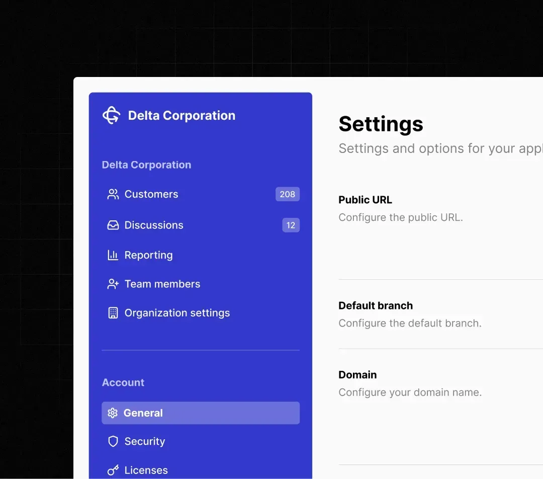 Dashboard settings UI
