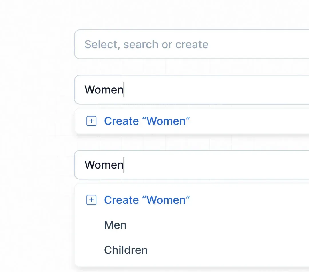 Select input with search and create
