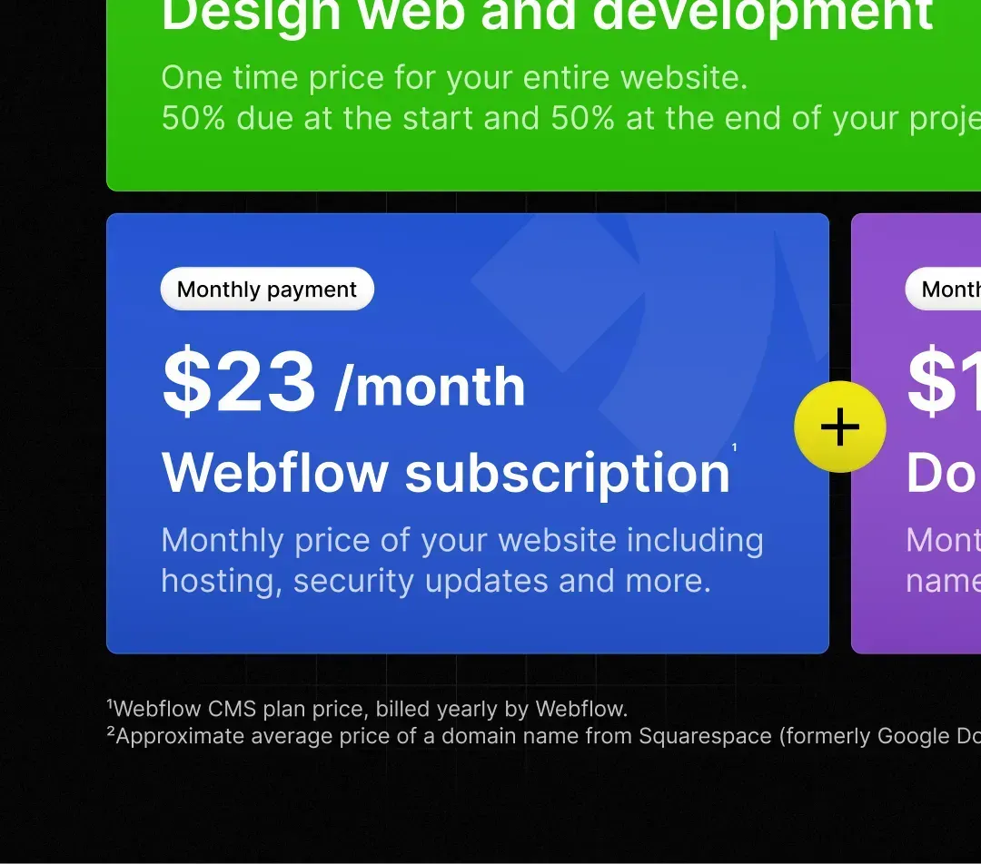 Webflow subscription pricing cards