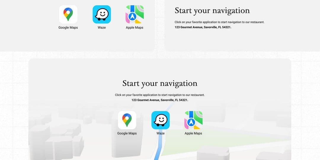Restaurant map CTA