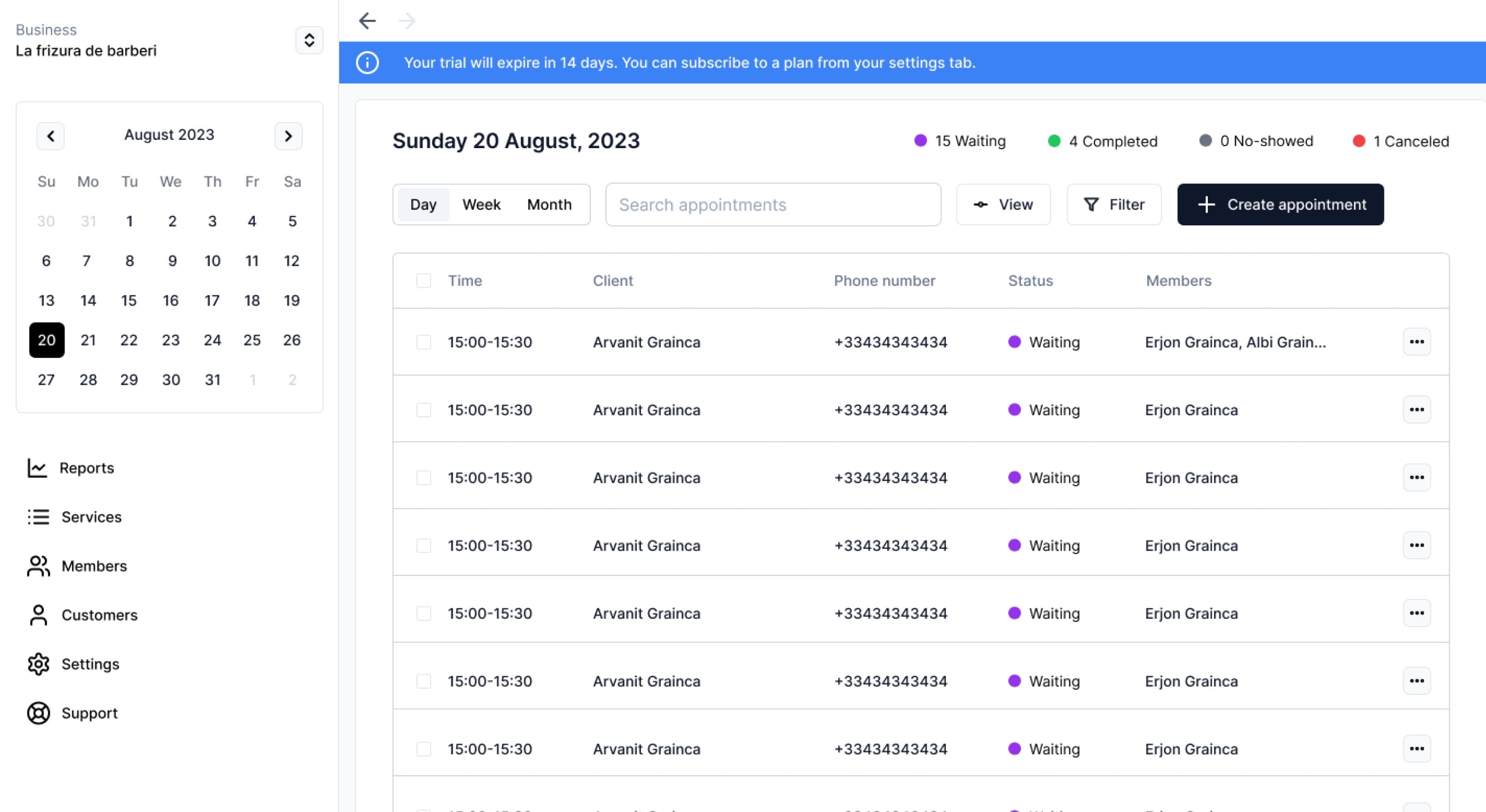 Calendora muckup of dashboard